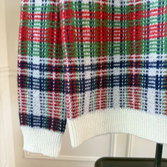 Orvis Wool Mohair Blend Plaid Sweater Red Blue Green M - Picture 3 of 8